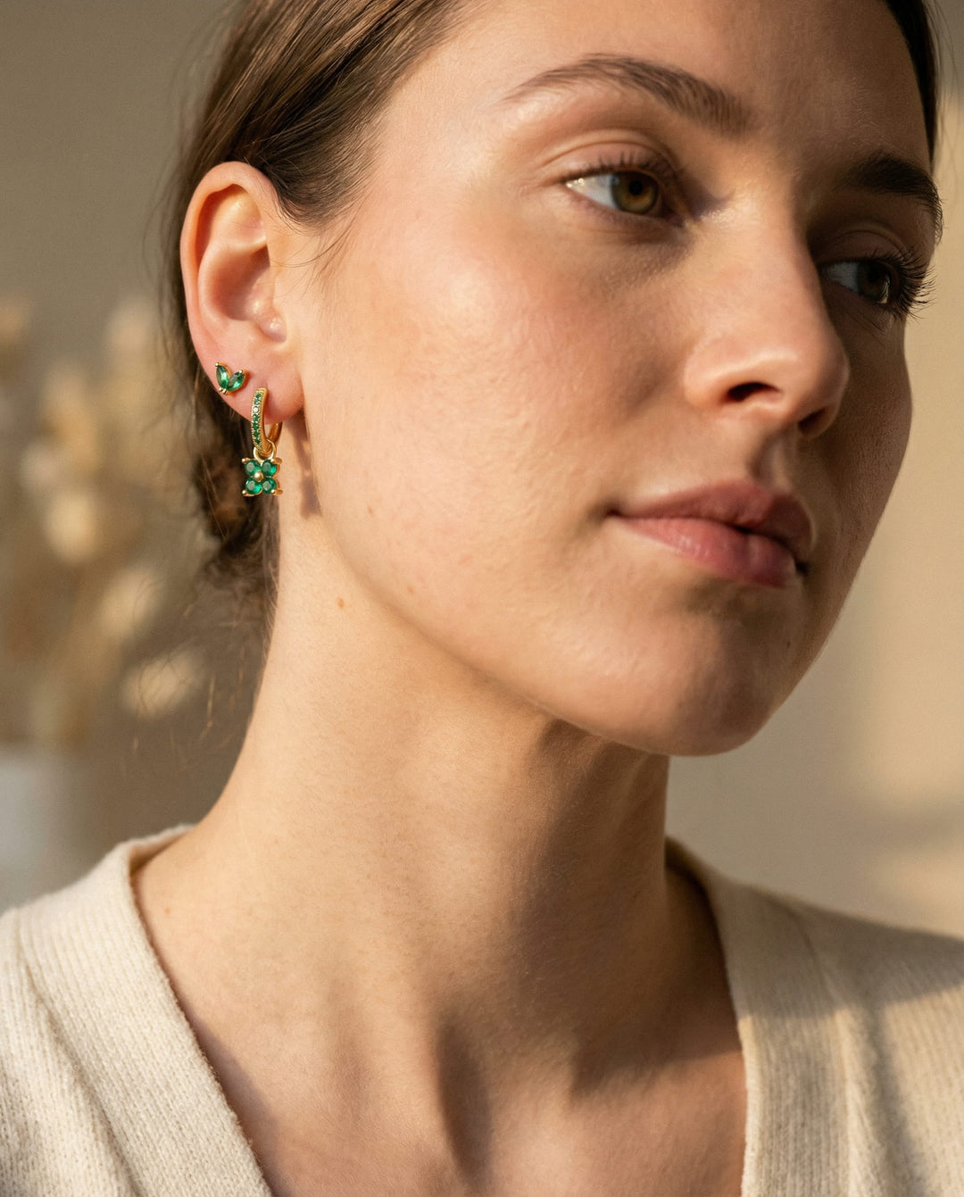 Diamond Flower Earring Set