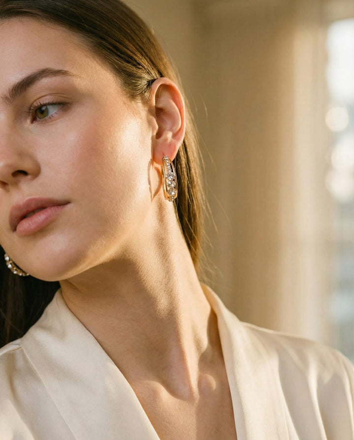 Elegant Sparkling Hoop Earrings