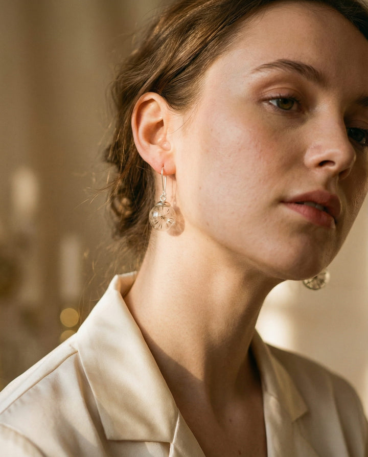 Silver Dandelion Earrings