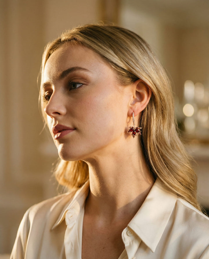 Gold Leaf Cubic Zirconia Earrings