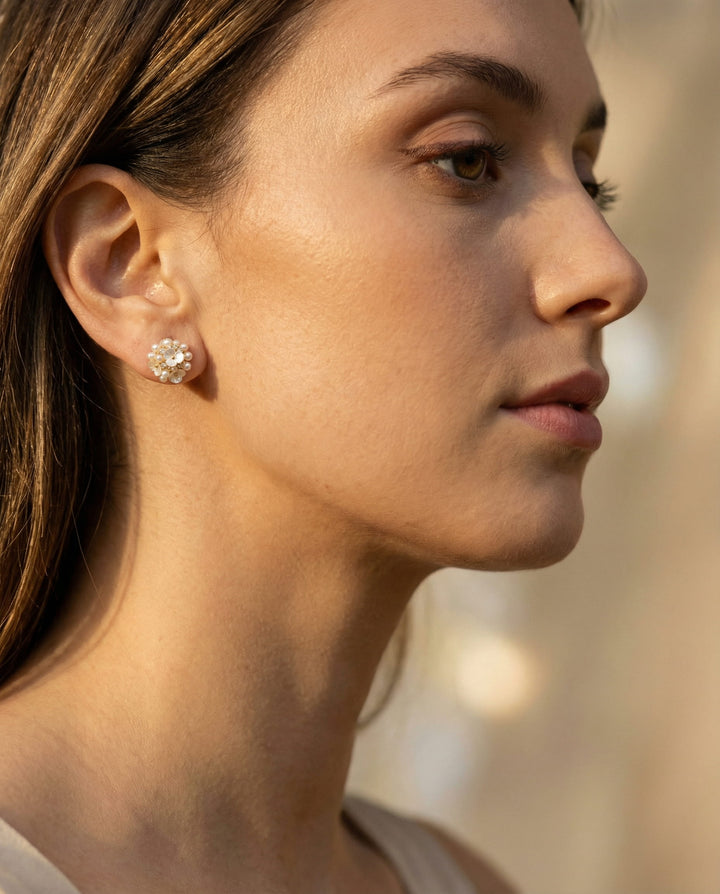 Elegant Pearl Flower Earrings