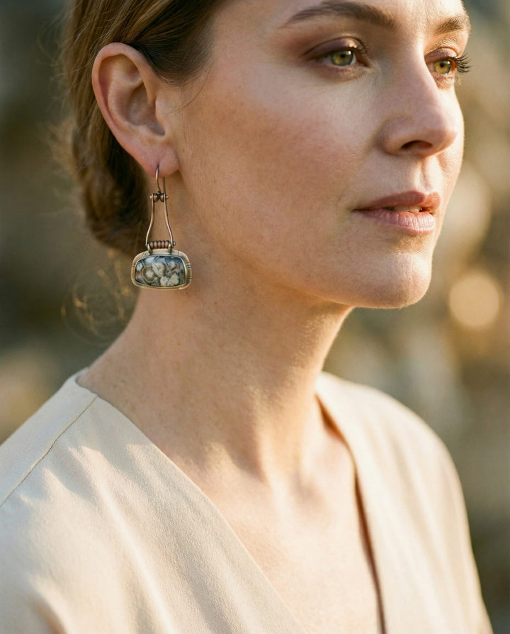 Vintage Aged Stone Earrings