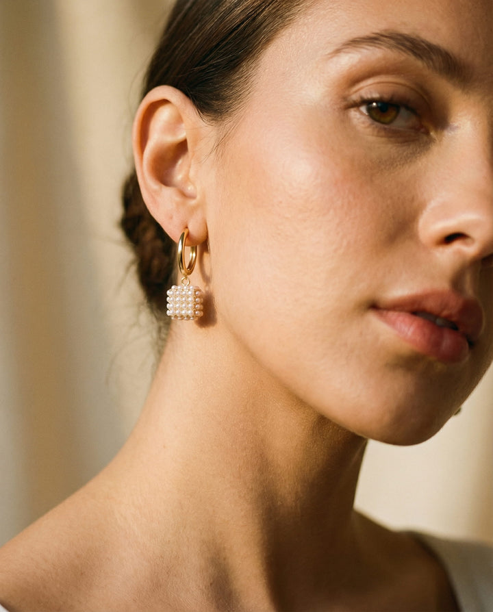 Elegant Cubic Pearl Earrings