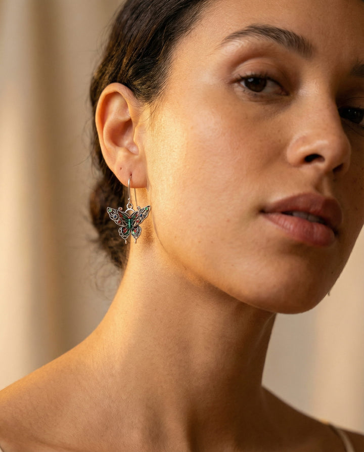 Vintage Colourful Butterfly Earrings