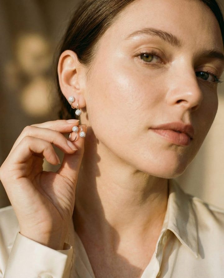 Double Spiral Sparkling Cubic Zirconia Earrings