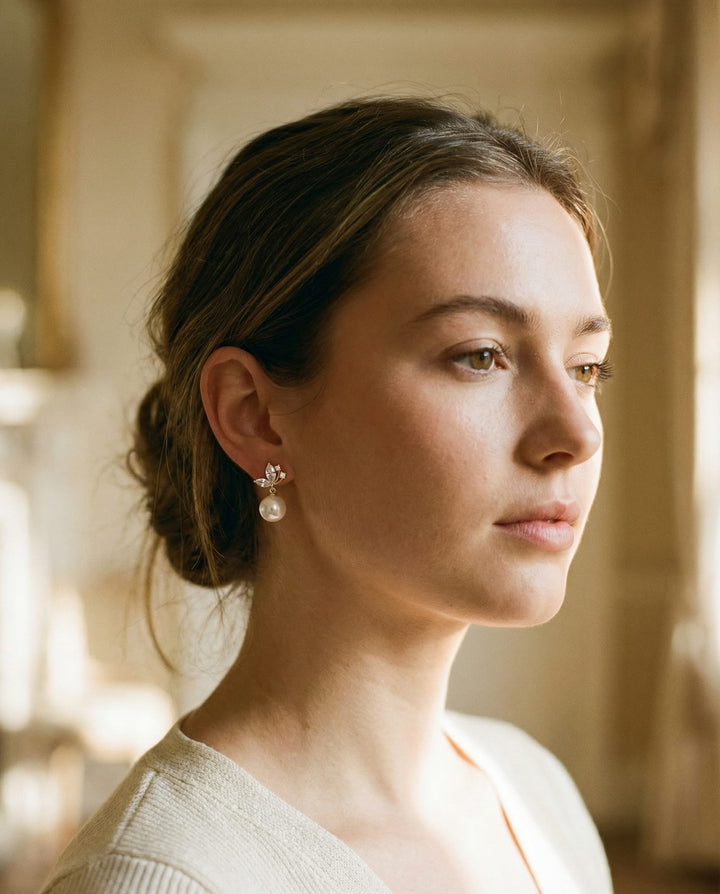 Exotic Gold Crystal and Pearl Earrings