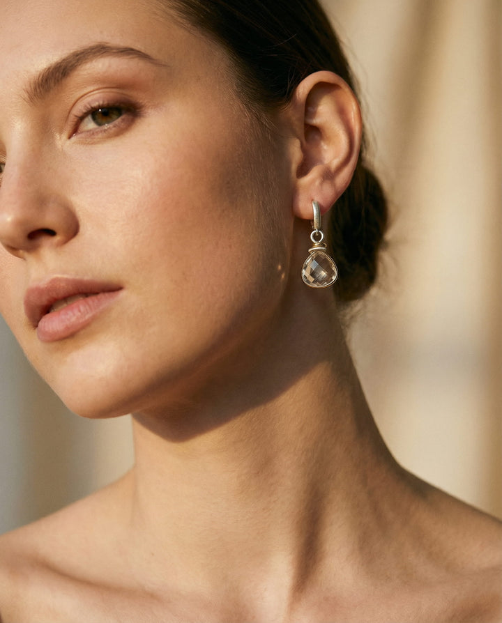 Vintage Gold White Glass Earrings