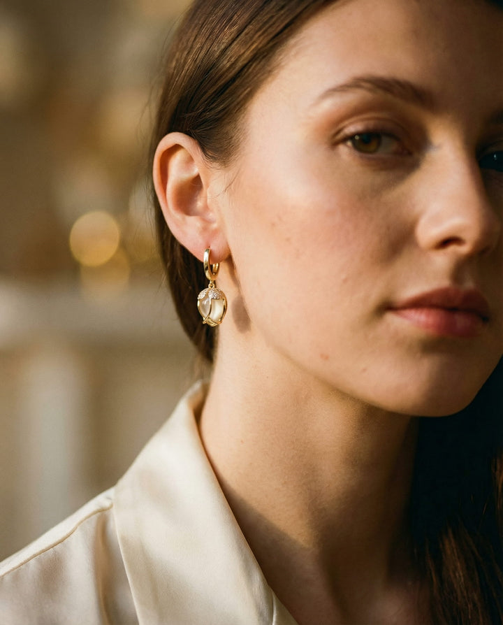 Vintage White Tulip Cubic Zirconia Earrings