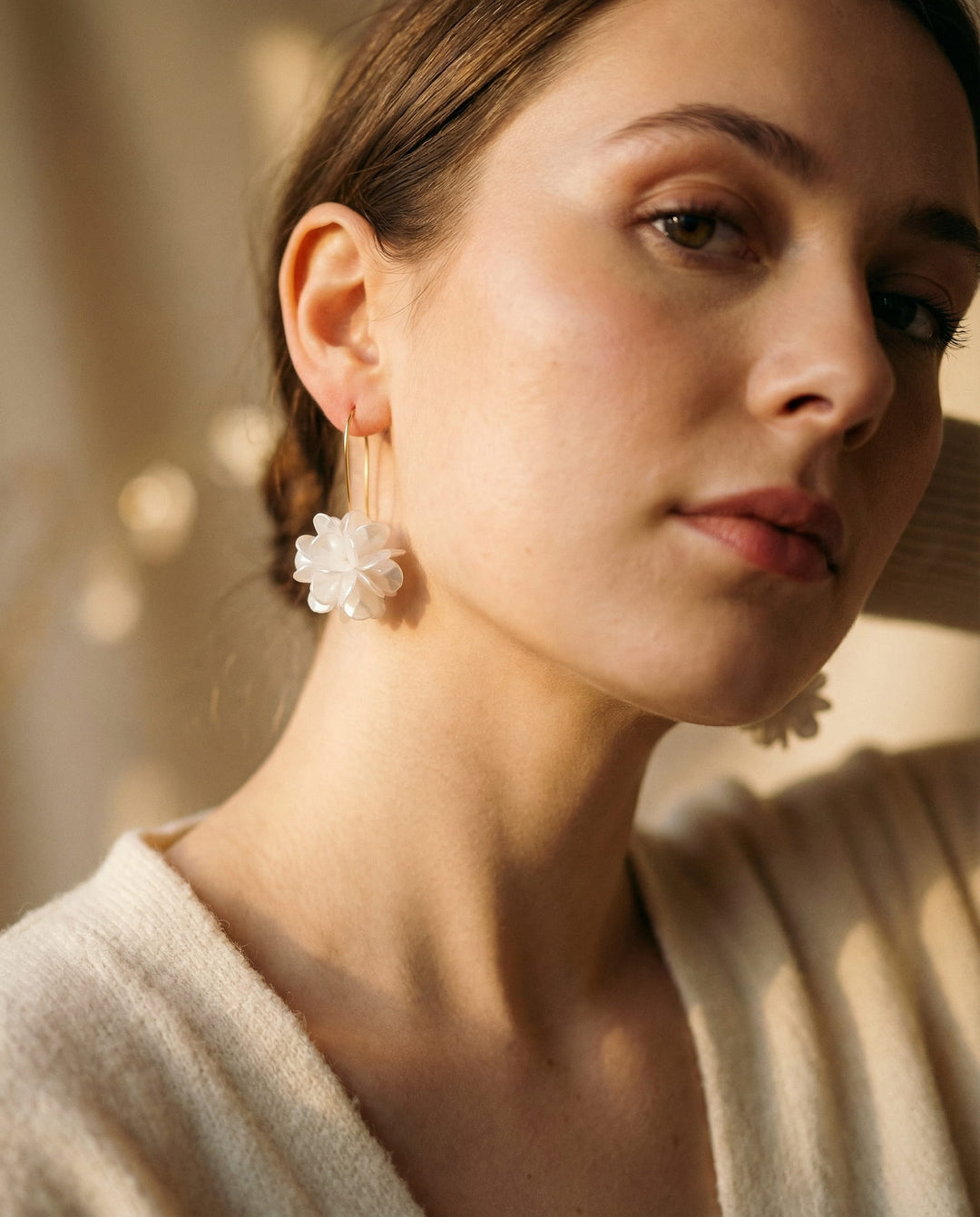 Elegant White Flower Earrings