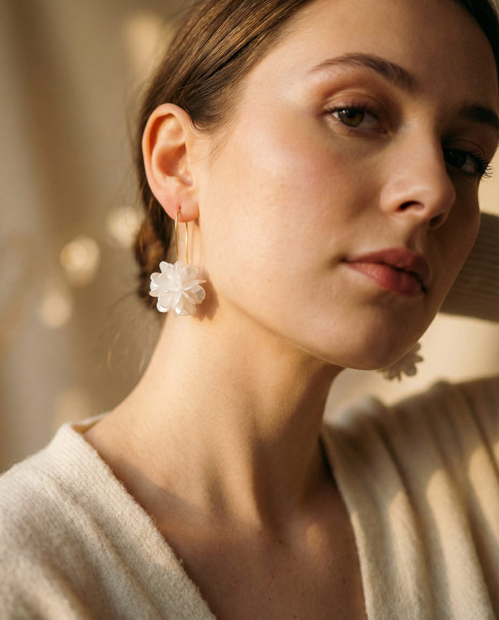 Elegant White Flower Earrings