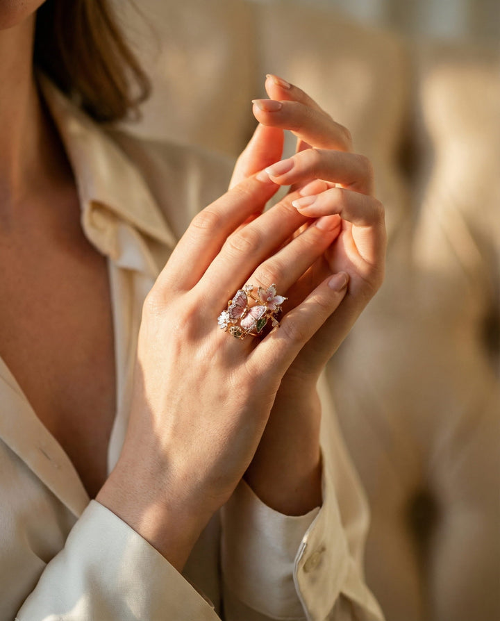 Nature Sparkling Butterfly Cubic Zirconia Ring