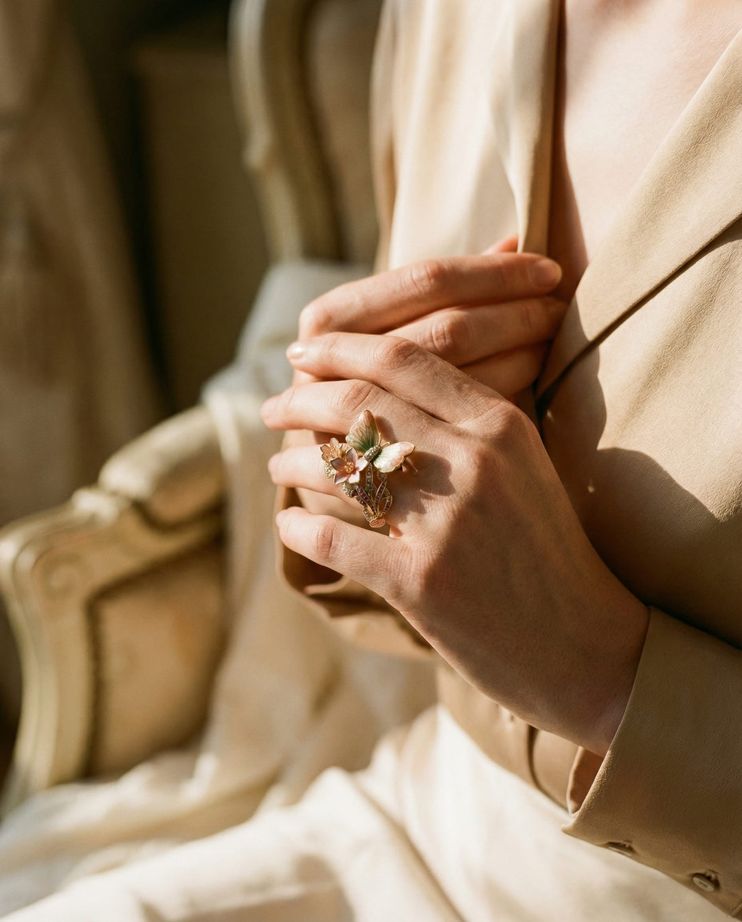 Nature Sparkling Butterfly Cubic Zirconia Ring