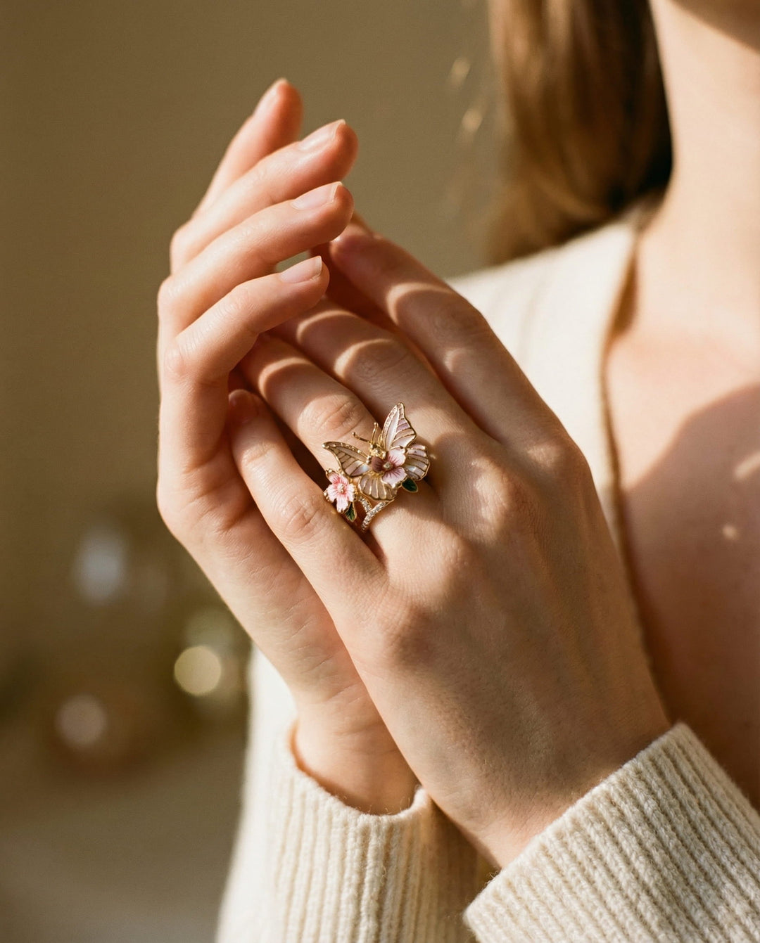 Nature Sparkling Butterfly Cubic Zirconia Ring