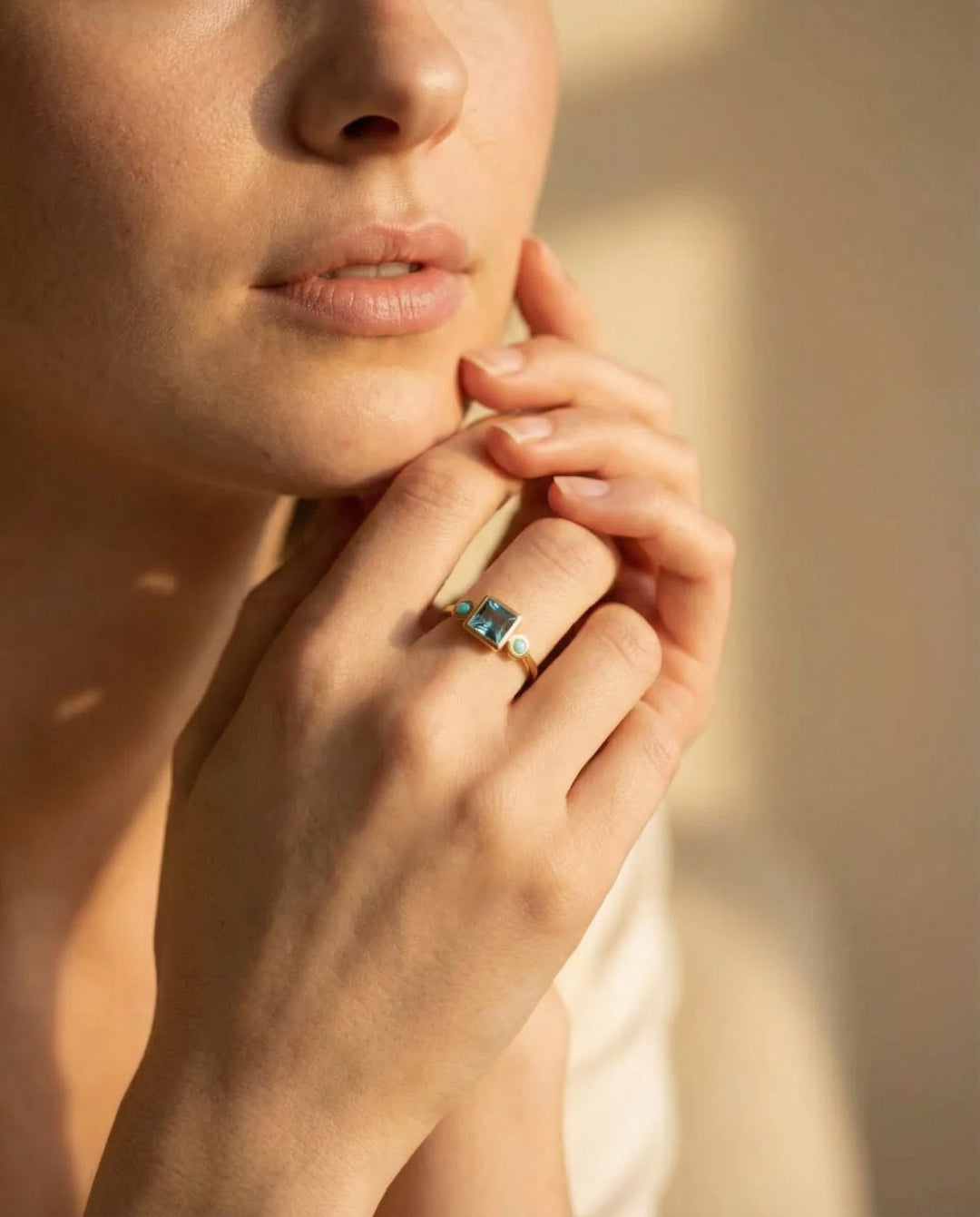 Vintage Blue Crystal Ring Set