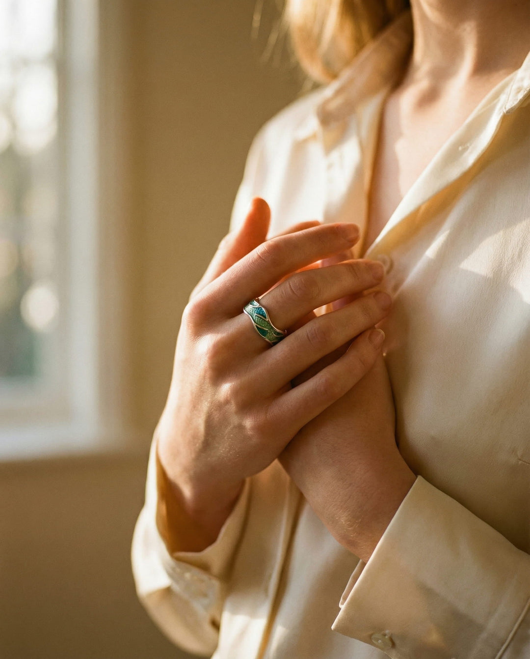 Ocean Wave Enamel Ring