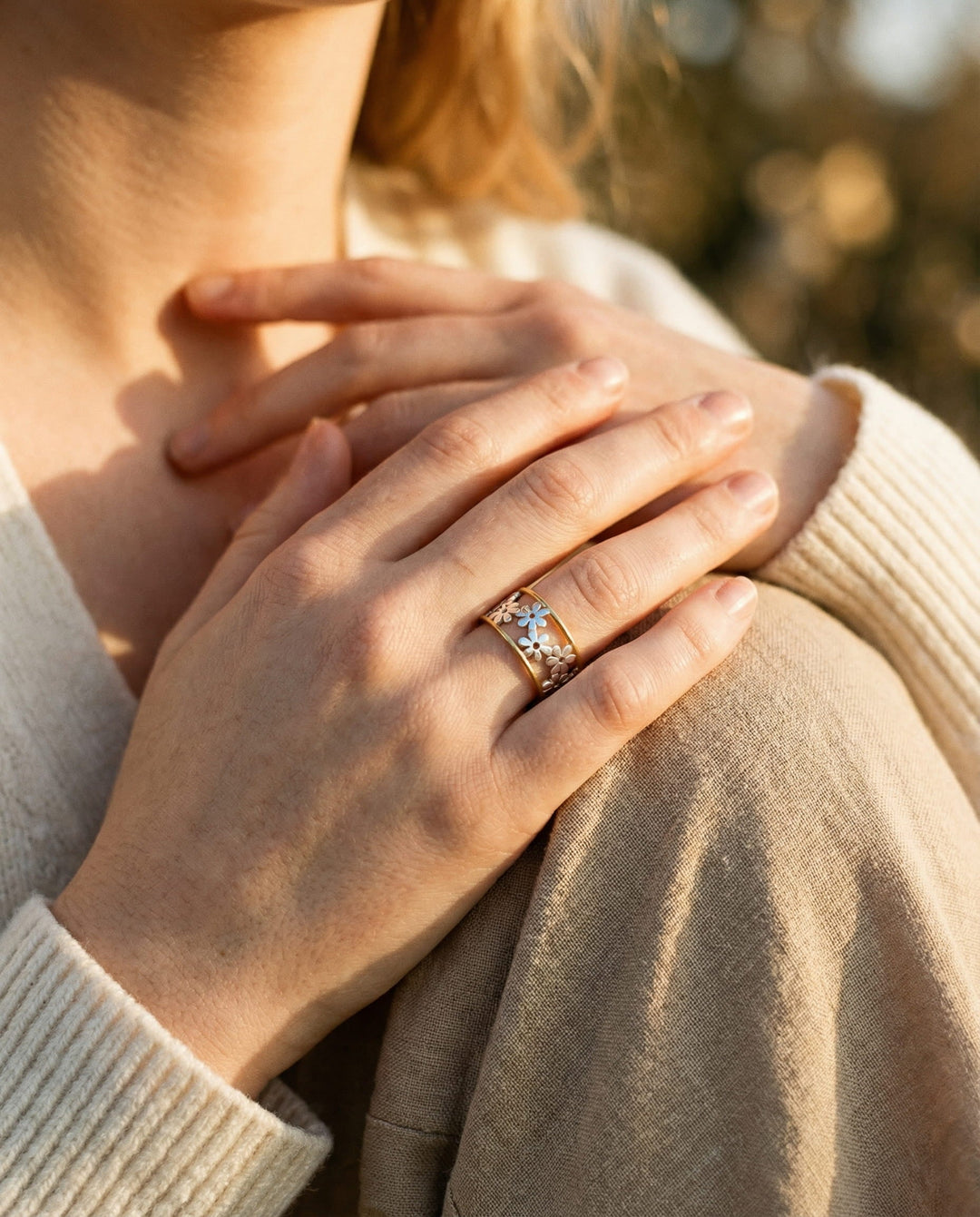 Gold and Silver Leaf Ring