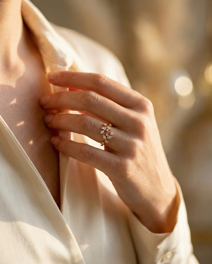 Crystal Leaf Ring