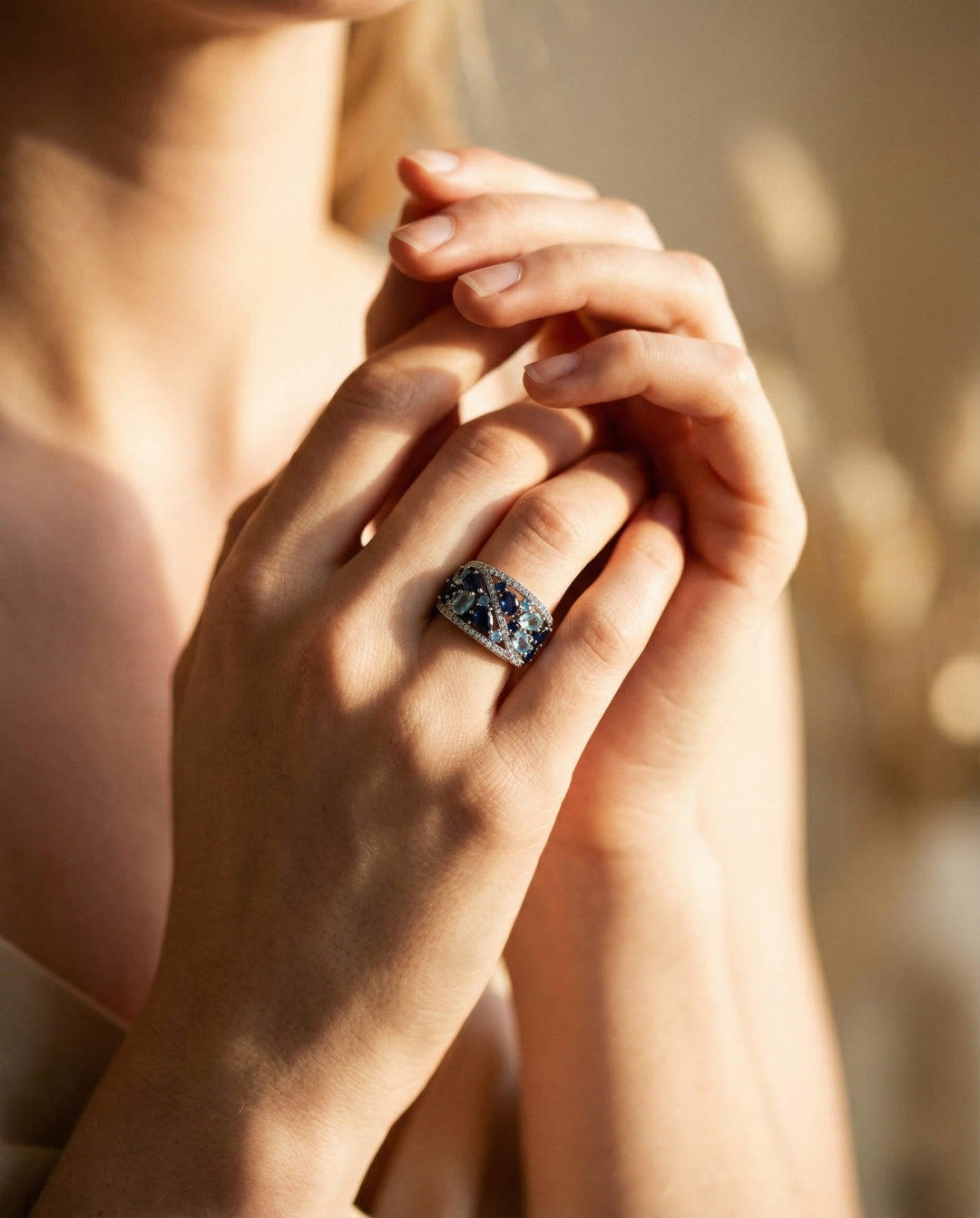Vintage Silver Blue Sparkle Ring