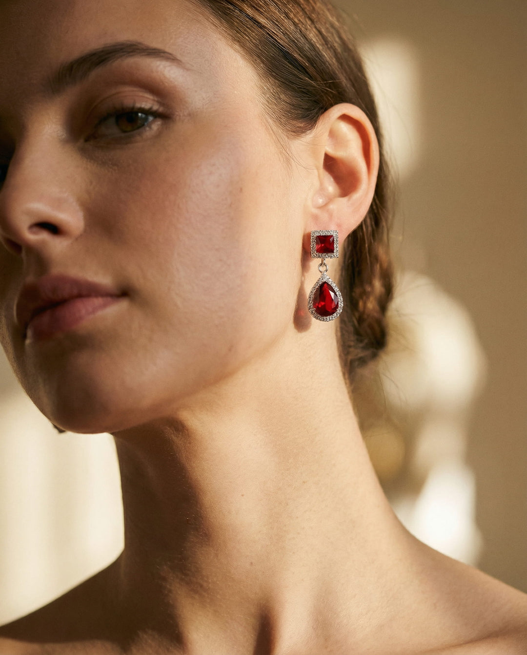 Red Drop Set – Choker and Drop Earrings