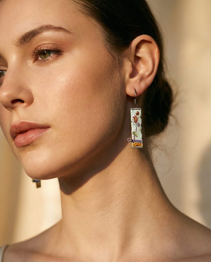 Vintage Antique Enamel Earrings