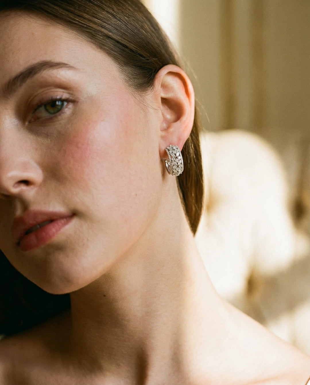 Rectangular Silver Sparkle Earrings