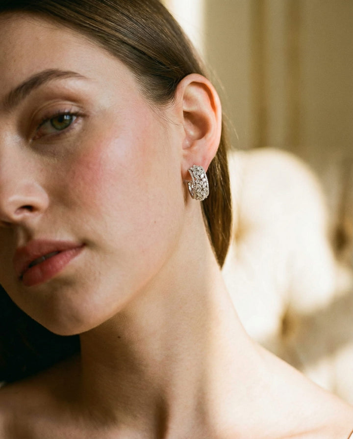 Rectangular Silver Sparkle Earrings