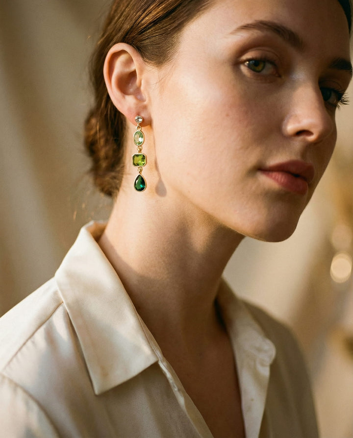 Green Stone Drop Earrings