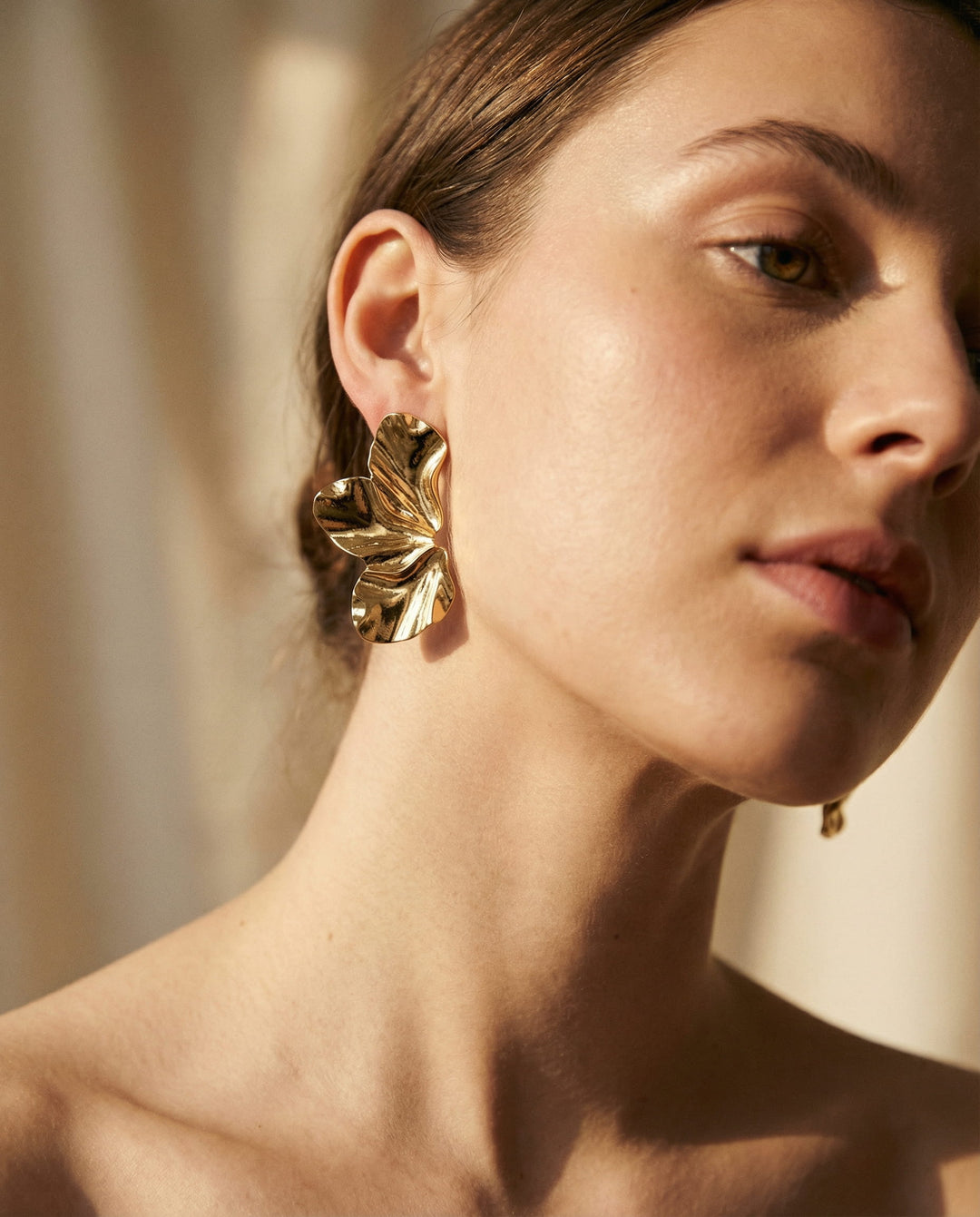 Gold 'Half Flower' Earrings