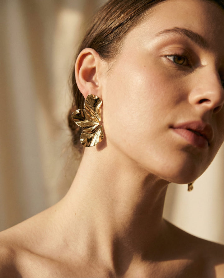 Gold 'Half Flower' Earrings