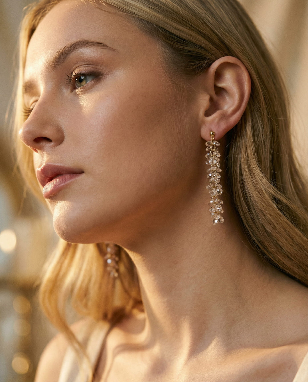 Gold Cubic Zirconia Drop Earrings