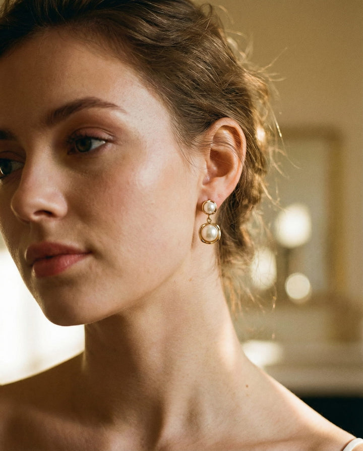 Gold-Plated Pearl Earrings