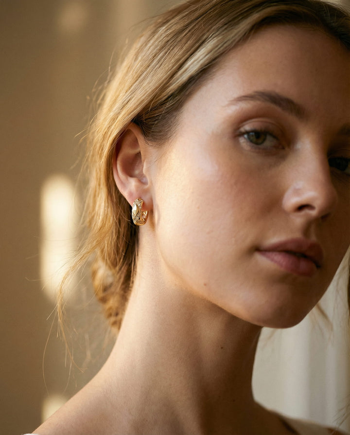 Hollow Sparkle Gold Hoop Earrings