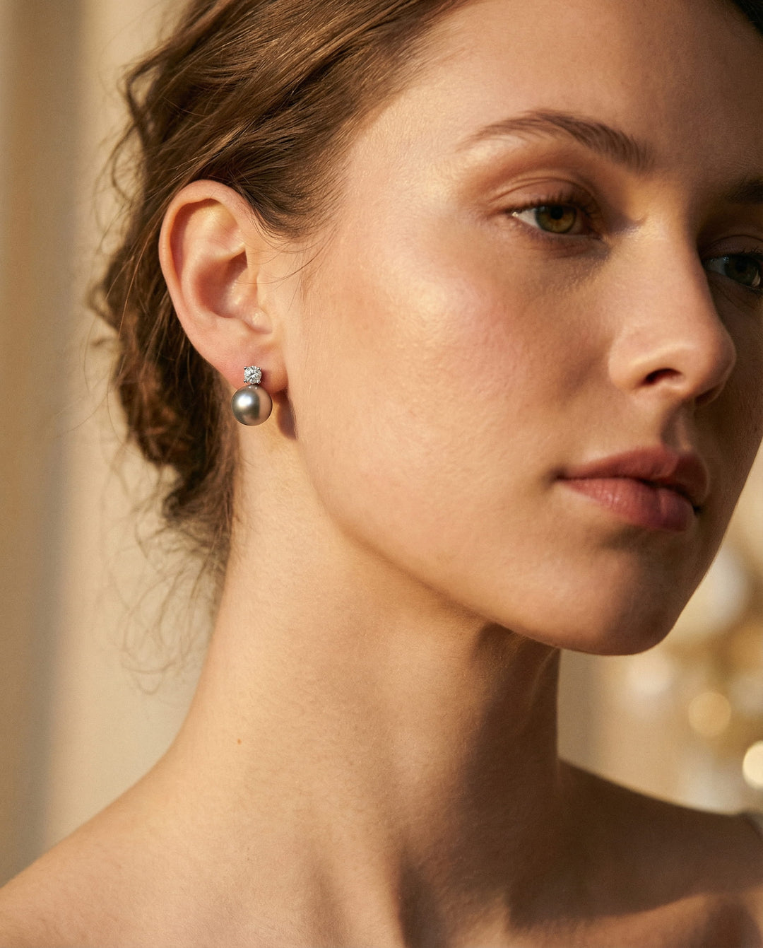 Elegant Black Pearl Earrings with Cubic Zirconia