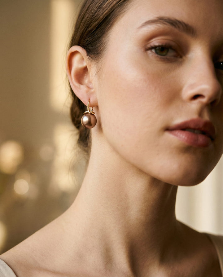 Chunky Gold Pearl Earrings