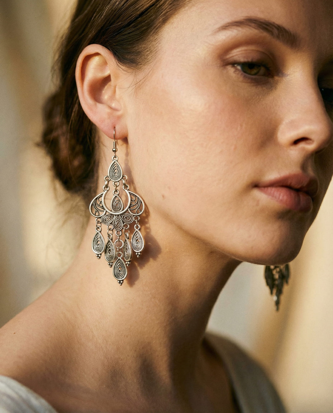 Antique Silver Earrings with Pendant