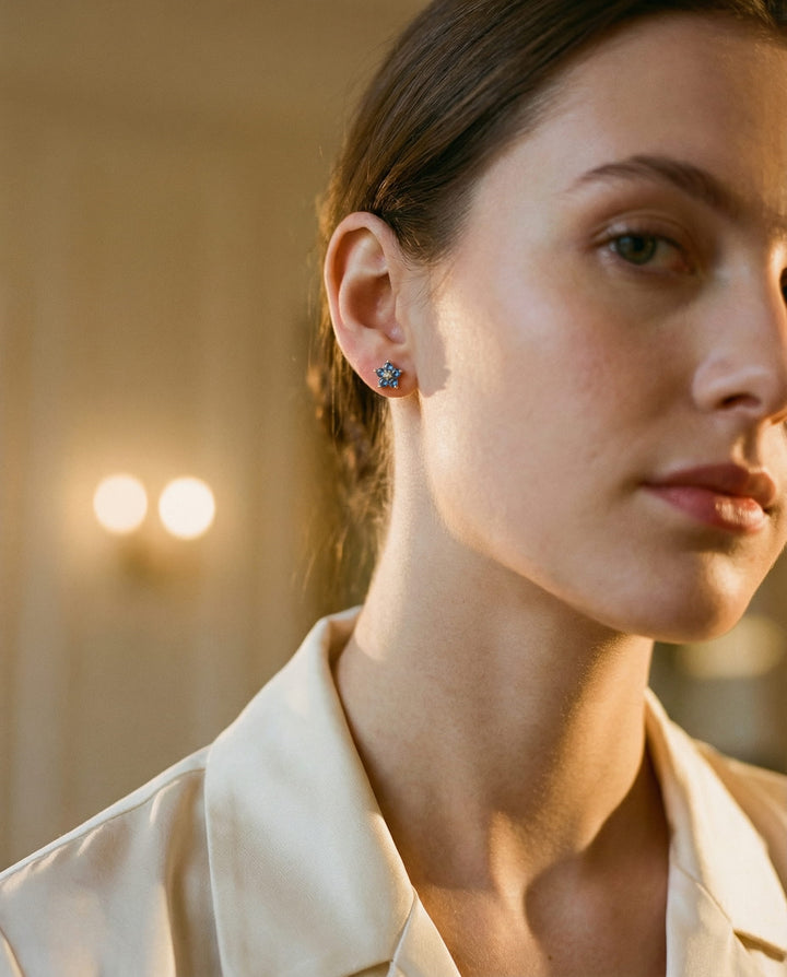 Stud Earrings with Delicate Flower
