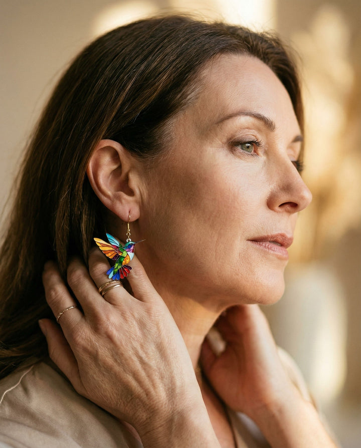 Acrylic Hummingbird Drop Earrings