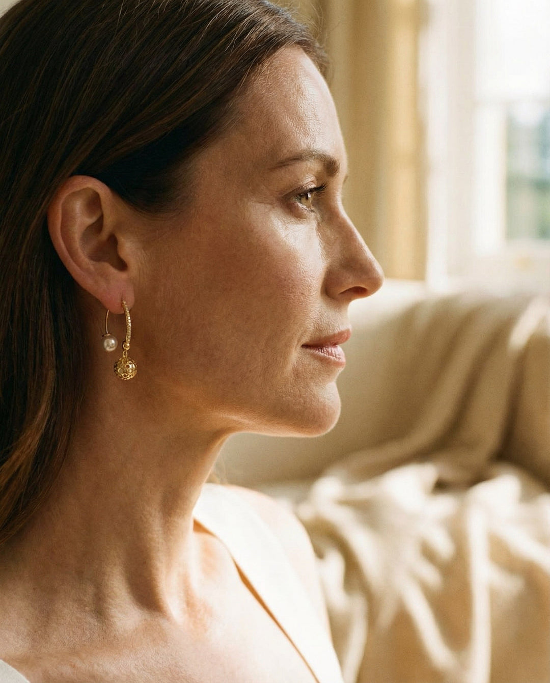 Vintage Gold Pearl Drop Earrings