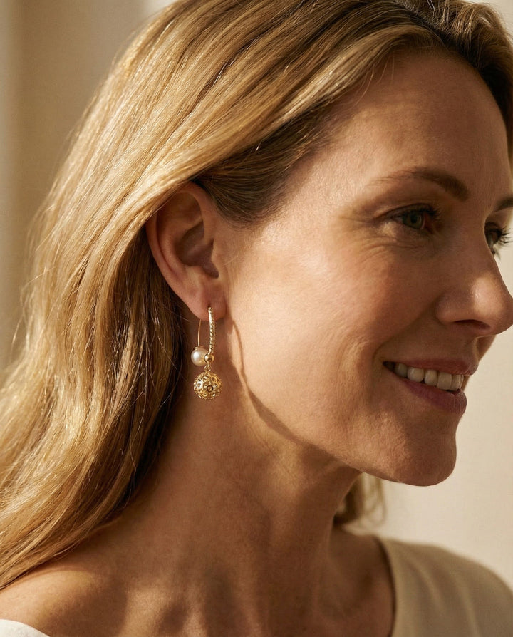 Vintage Gold Pearl Drop Earrings