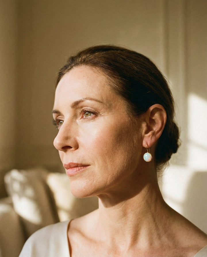 Vintage Gold Opal Stone Earrings