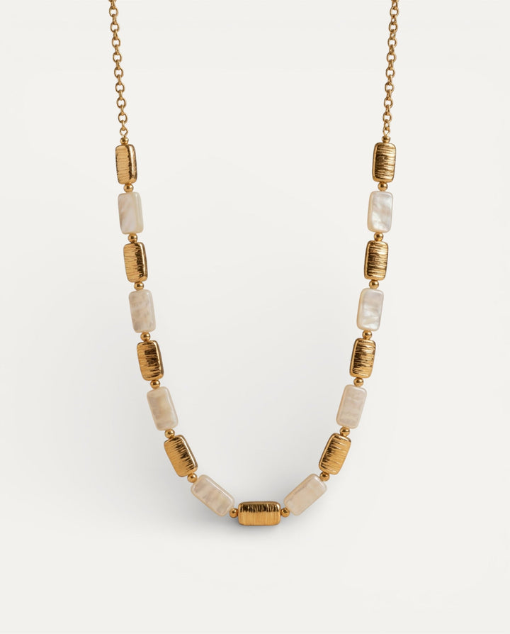 Vintage Gold and White Rectangular Pearl Necklace