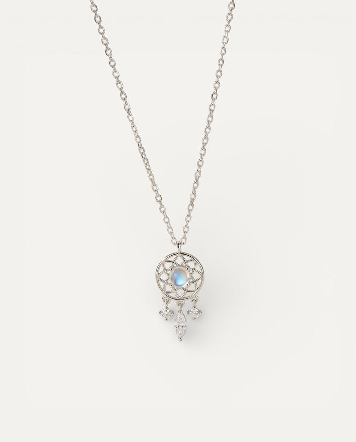 Silver Moon Crystal Dream Catcher Necklace