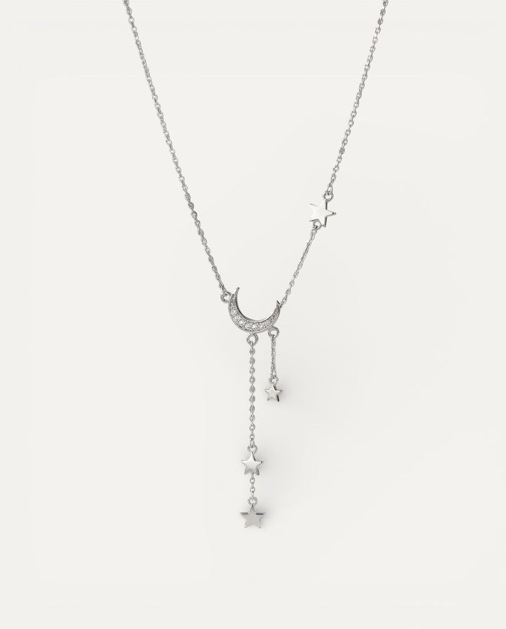 Silver Moon and Stars Necklace