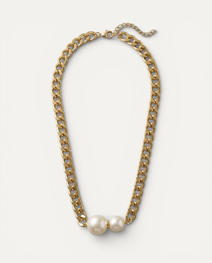 Elegant Double Pearl Chain Necklace