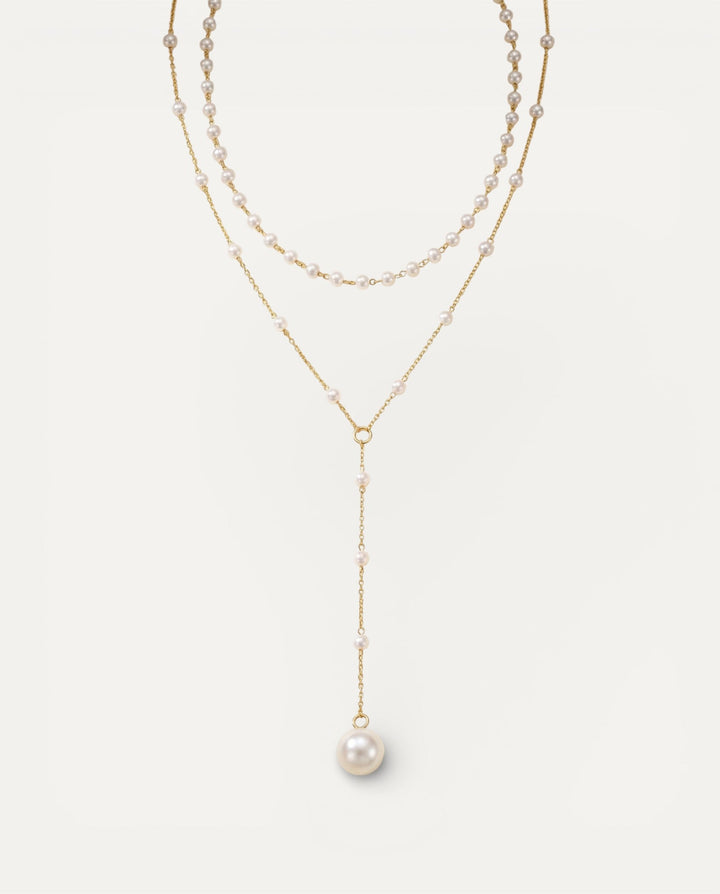 Two-Strand Pearl Drop Necklace