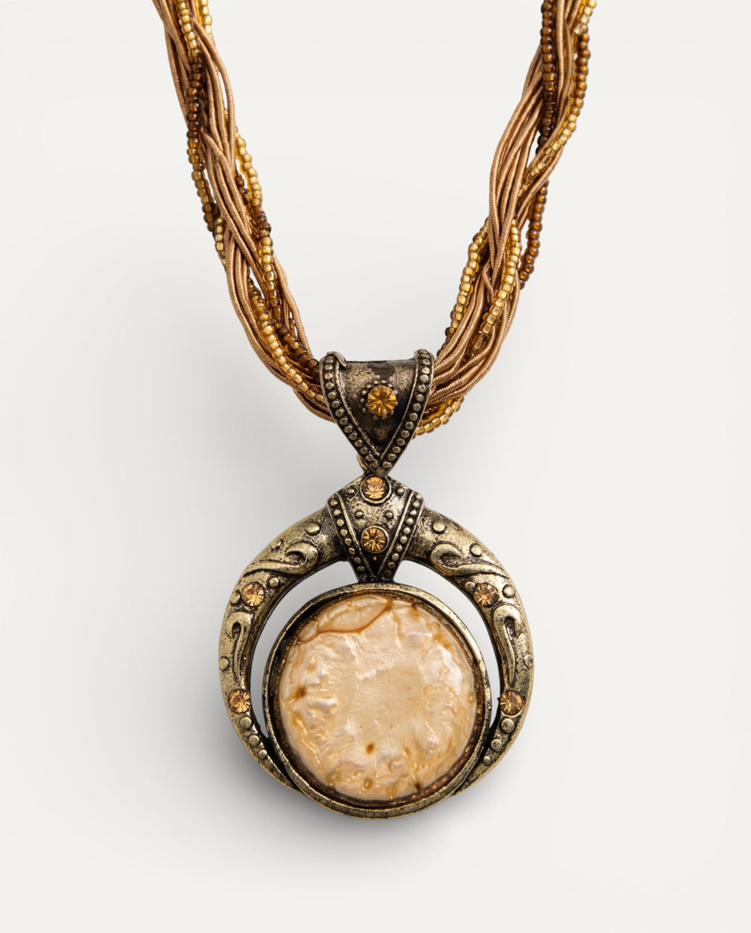 Vintage Ethnic Green Crystal Pendant Necklace