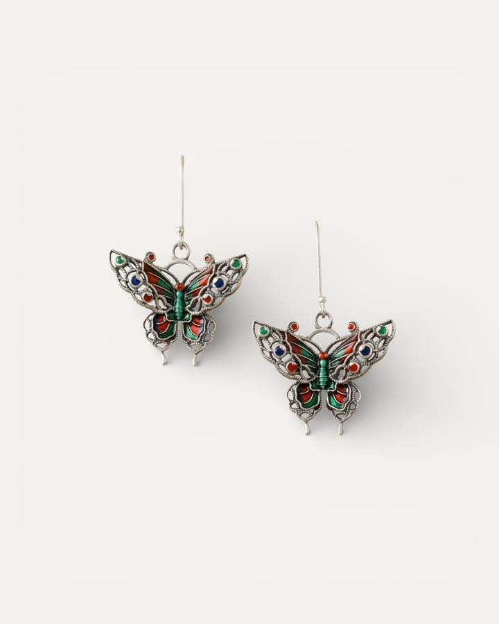 Vintage Colourful Butterfly Earrings