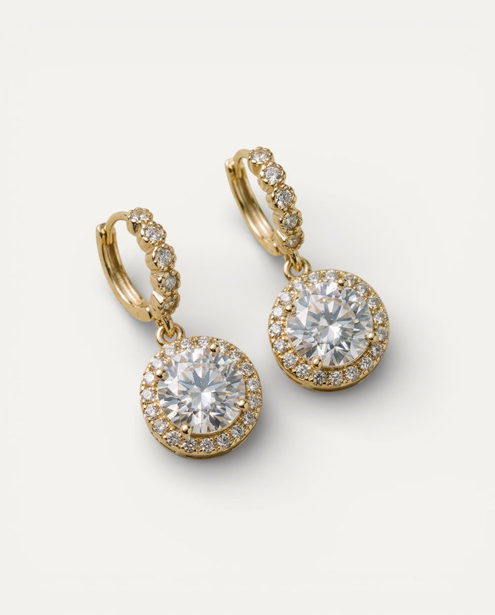Round Moissanite Drop Earrings
