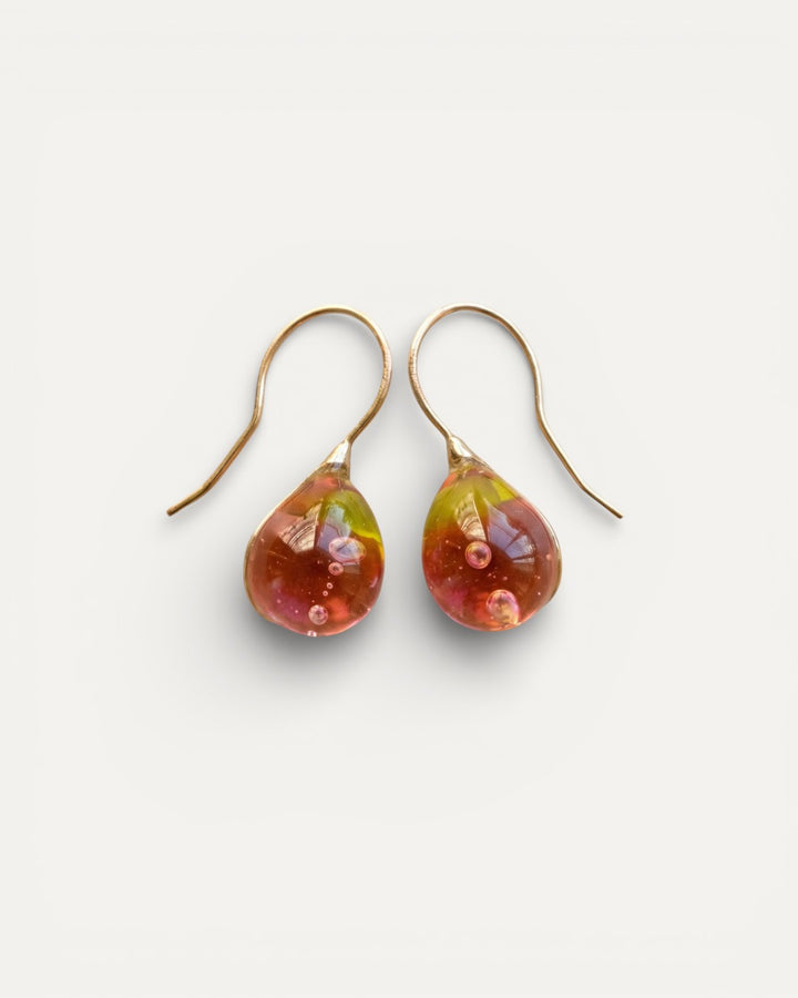 Retro Amber Glass Drop Earrings