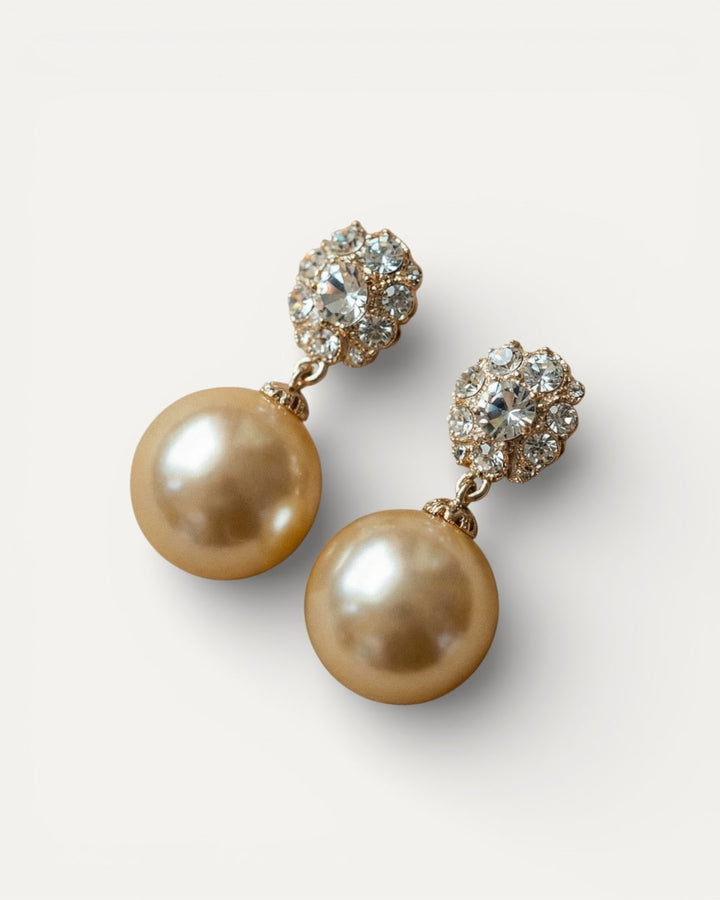 Cubic Zirconia and Pearl Earrings